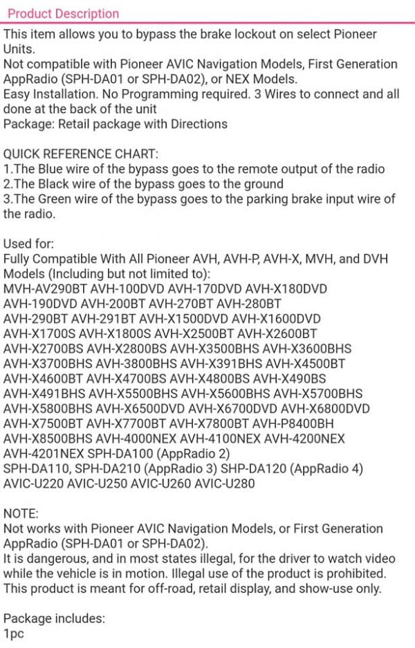 Pioneer Bypass Module IS-PIOSS