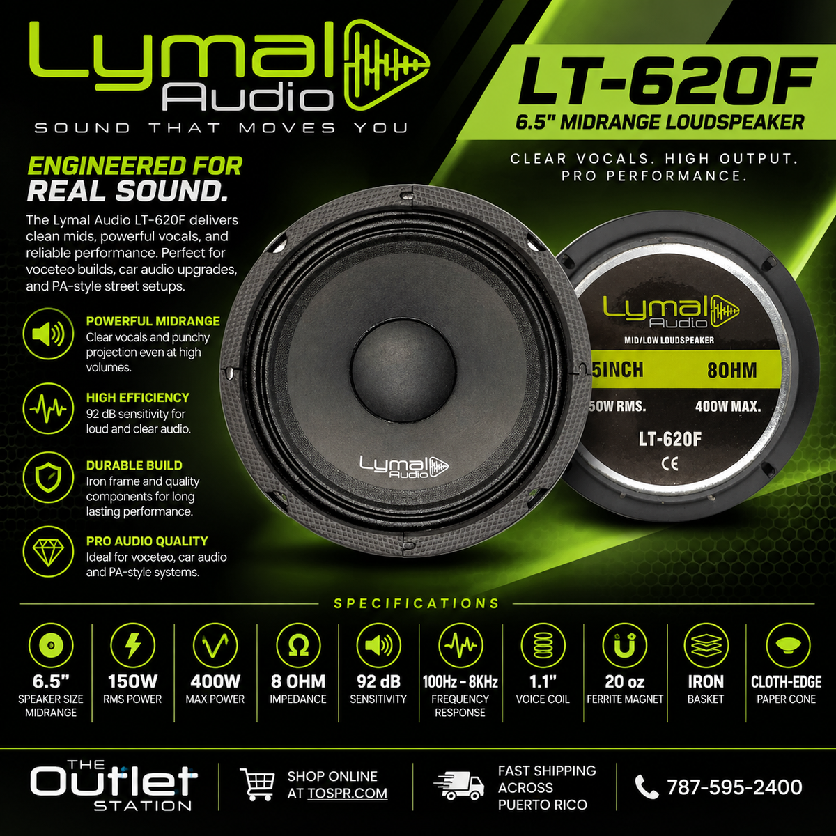 Lymal Audio LT-620F 6.5" Midrange Voceteo Speaker