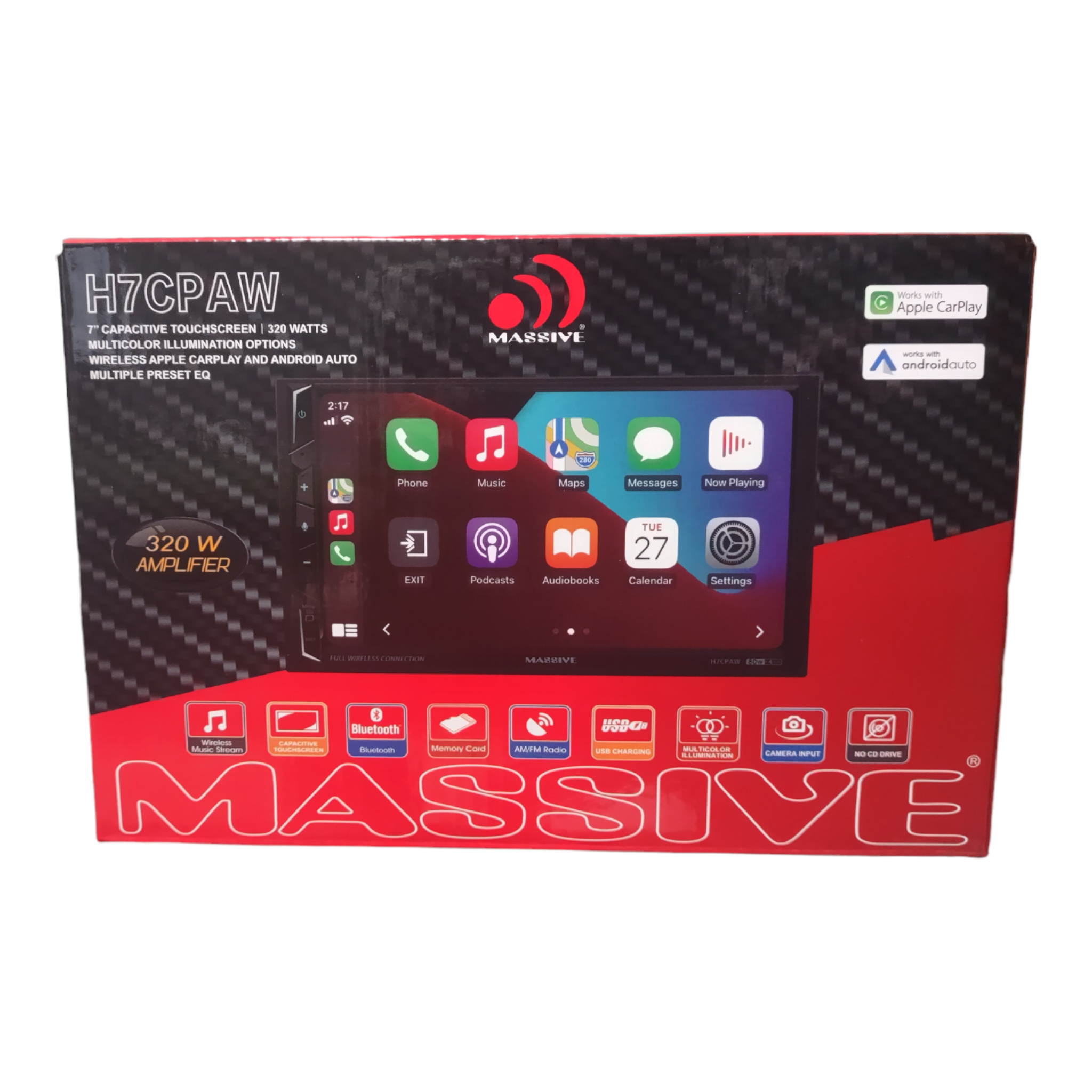Radio 7" (Wireless) CarPlay Massive Audio H7CPAW (Liquidacion)