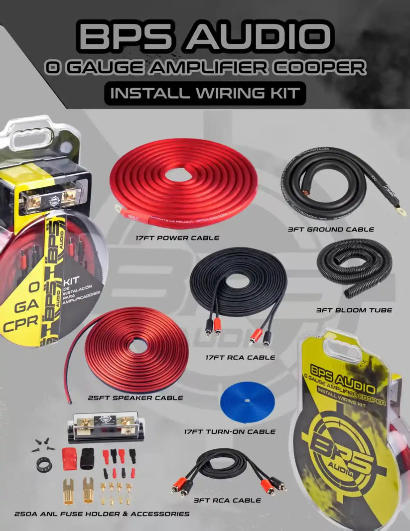 BPS AUDIO BPS-0GACPR – 0 Gauge Amplifier Install Kit (100% OFC Copper)