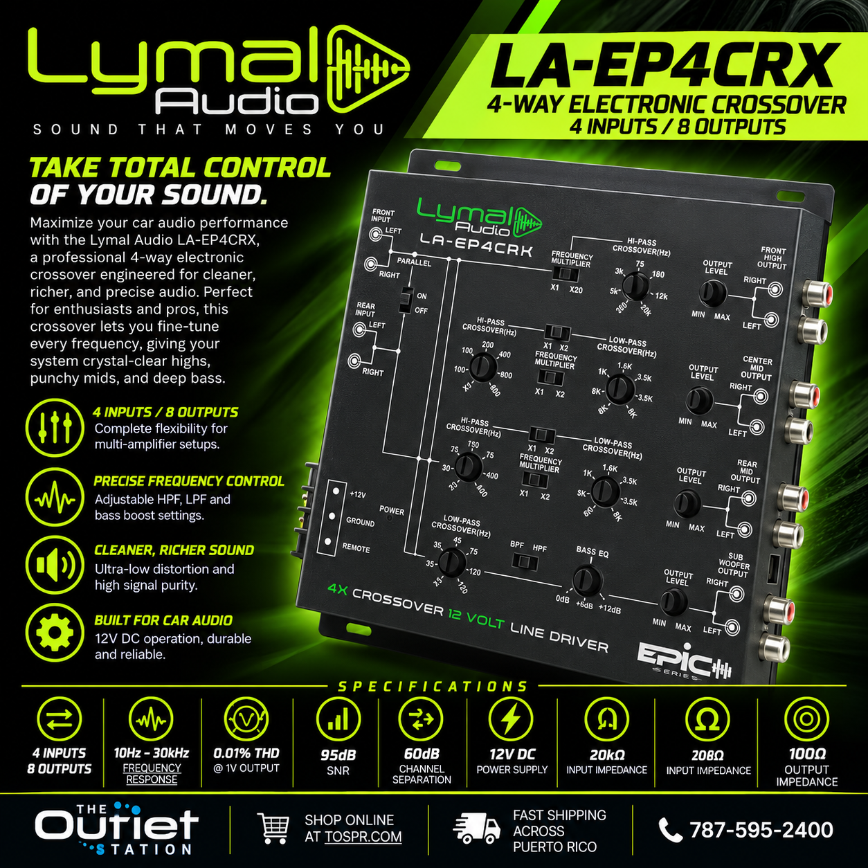 Lymal Audio LA-EP4CRX 4-Way Electronic Car Audio Crossover