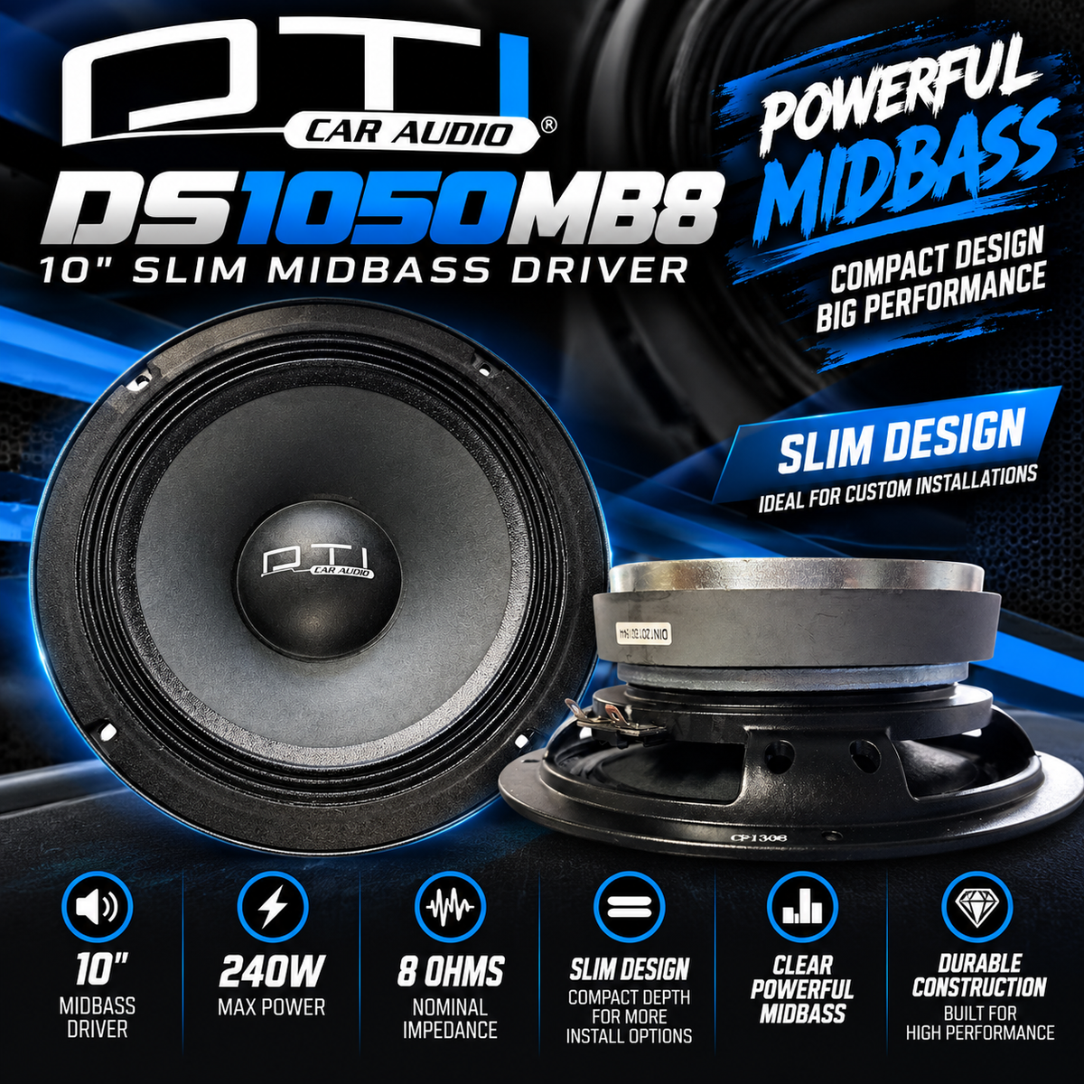 DTI Audio DS1050MB8 10” Slim Midbass Speaker – 240W max