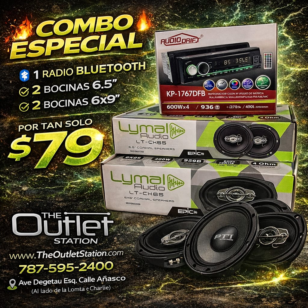 🔊📻 Combo Radio Bluetooth + 4 Bocinas Lymal Audio (6.5” + 6x9”)