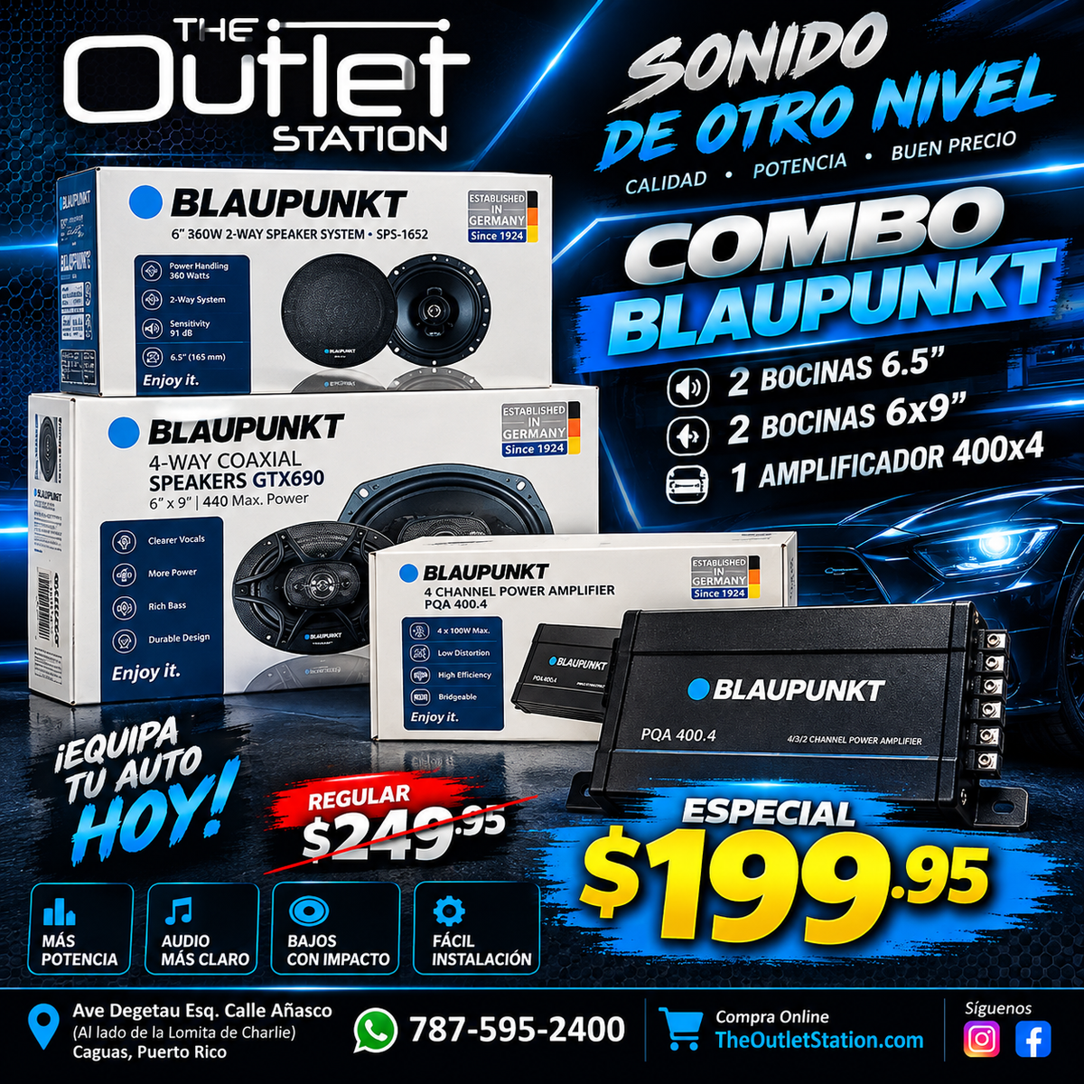 Blaupunkt Combo – 6.5” + 6x9” Speakers + 400x4 Amplifier