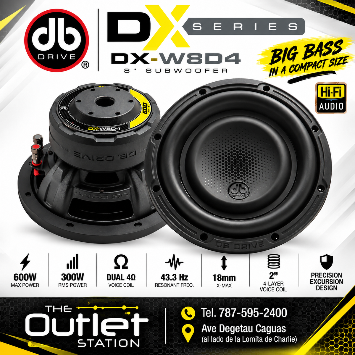 DB Drive DX-W8D4 8" DVC Subwoofer – 600W MAX