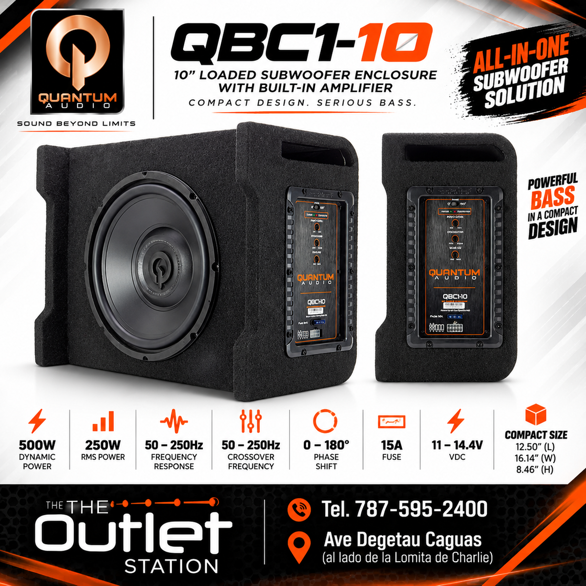 Quantum Audio QBC1-10 10" Powered Subwoofer 500W MAX