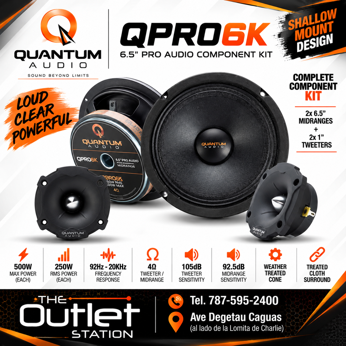 Quantum QPRO6K 6.5" Pro Audio Component Kit – Midrange & Tweeters