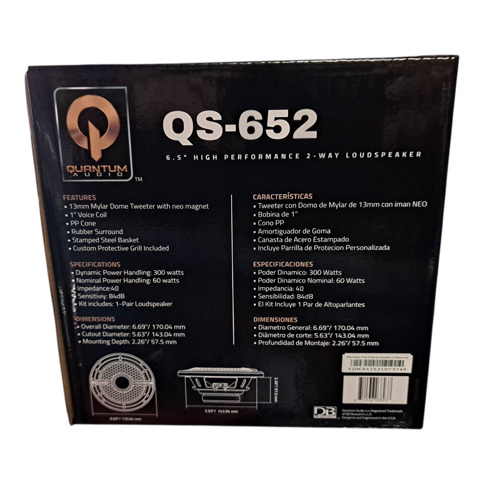 Bocinas Coaxiales 6.5" Quantum Audio QS-652