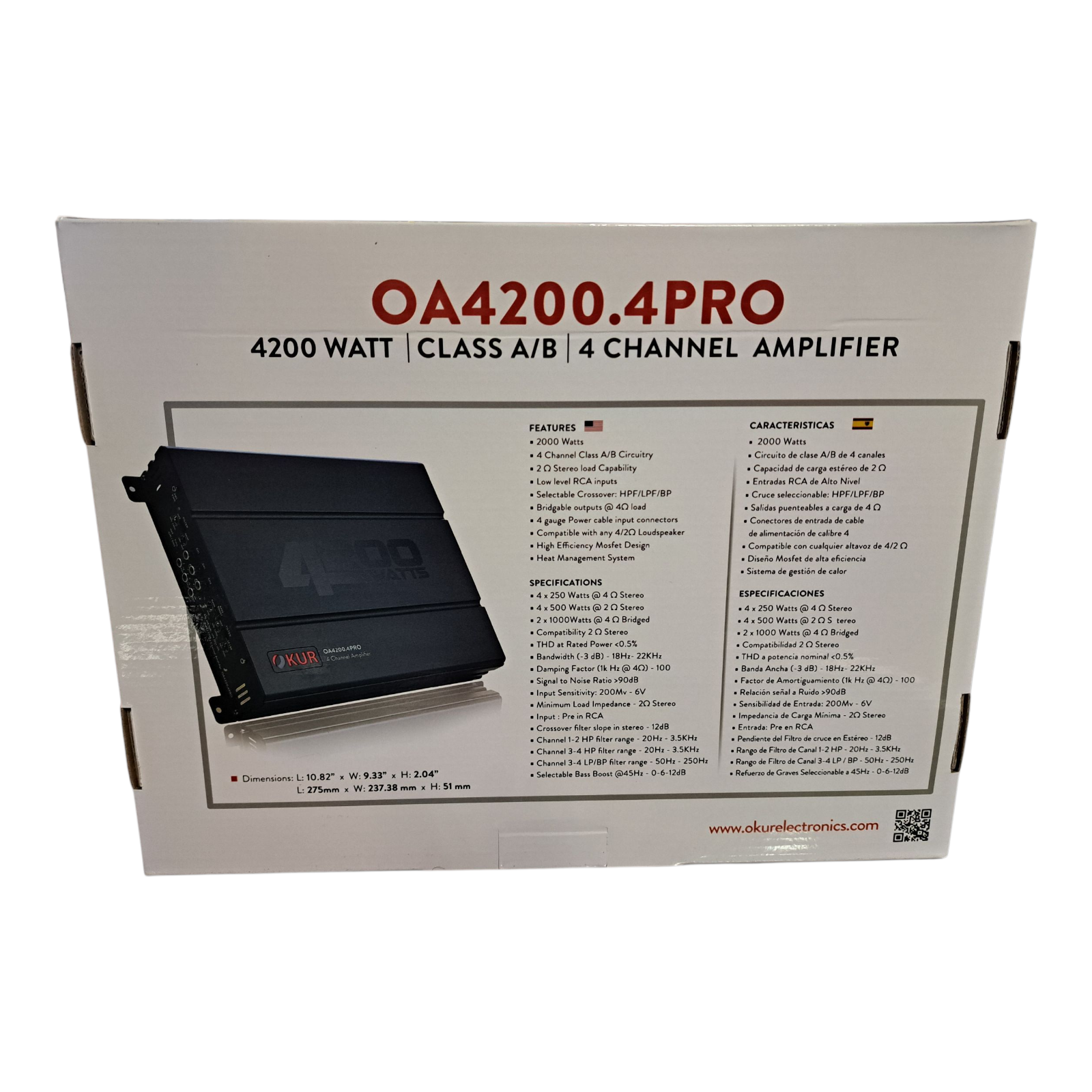 Amplificador 4ch OKUR OA4200.4PRO
