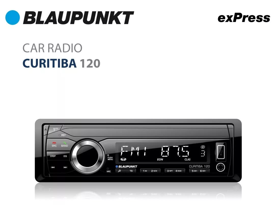 Blaupunkt CURITIBA120 1-DIN AM/FM Radio Bluetooth USB AUX (BFCM)