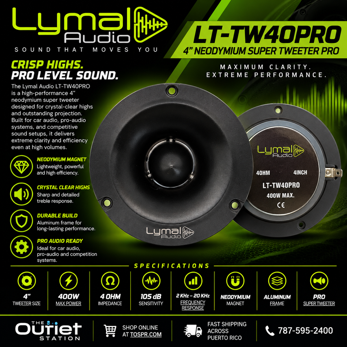 Lymal Audio LT-TW40PRO 4" Neodymium Super Tweeter