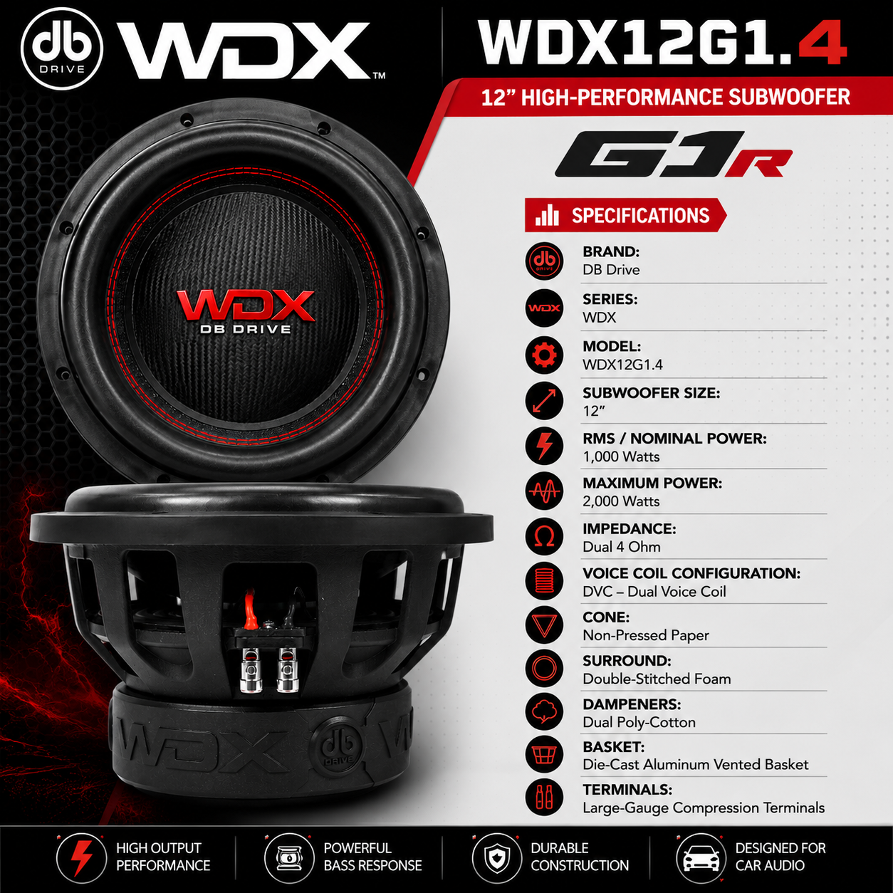 DB Drive WDX12G1.4 – 12" High Performance Subwoofer