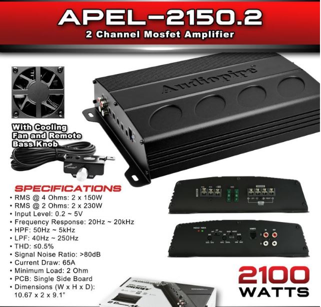 Amplificador Audiopipe APEL-2150.2