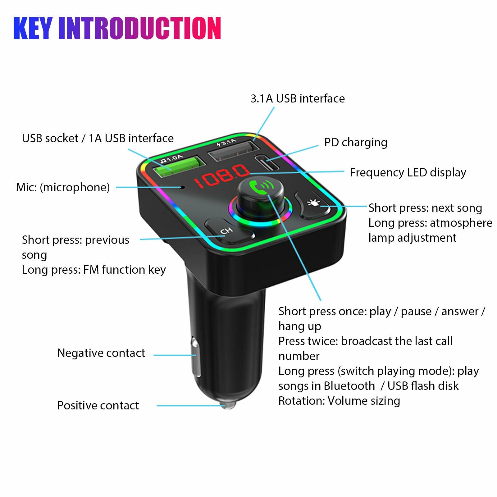 Car Bluetooth FM Transmitter NMS-16 / CAR F3