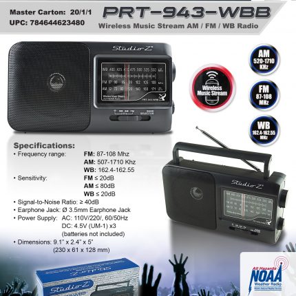 Radio Portatil Studio Z PRT-943-WBB (Weather Channel)