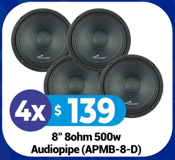 4 x $139 8" Audiopipe APMB-8-D