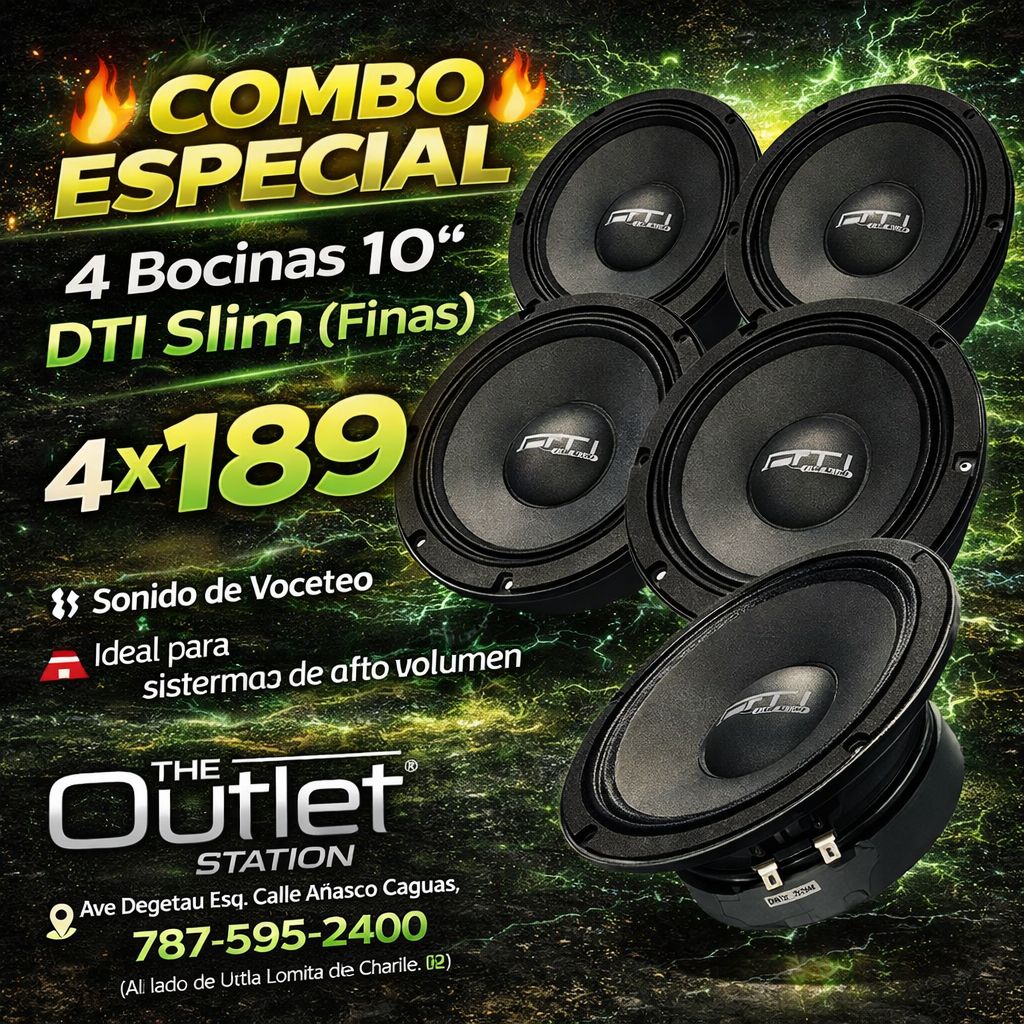 🔊 Combo 4 Bocinas 10" DTI Audio DS1050MB8 Slim $189 🔥