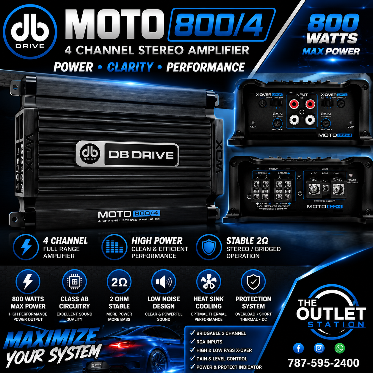 DB Drive MOTO800/4 – WDX MOTO 4 Channel Class D Amplifier