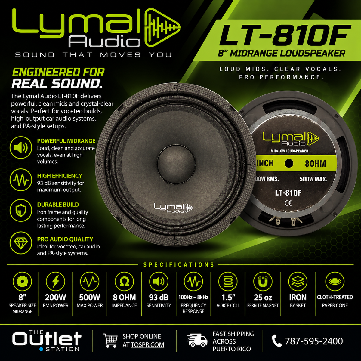 Lymal Audio LT-810F 8" Midrange Loudspeaker
