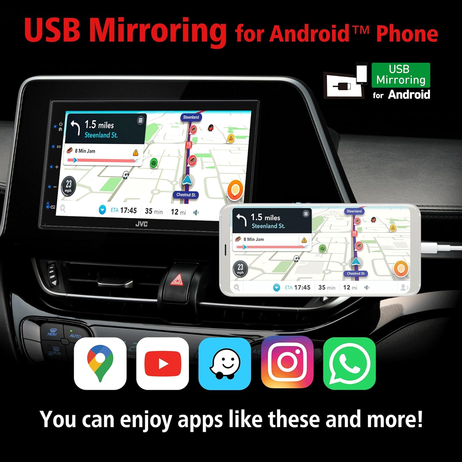 Radio 6.75" Mirror Link JVC KW-M180BT