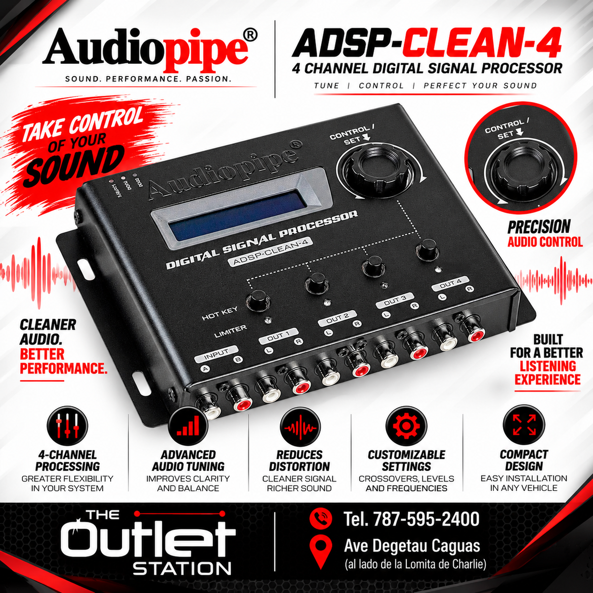 Audiopipe ADSP-CLEAN-4 – 4 Channel Digital Signal Processor