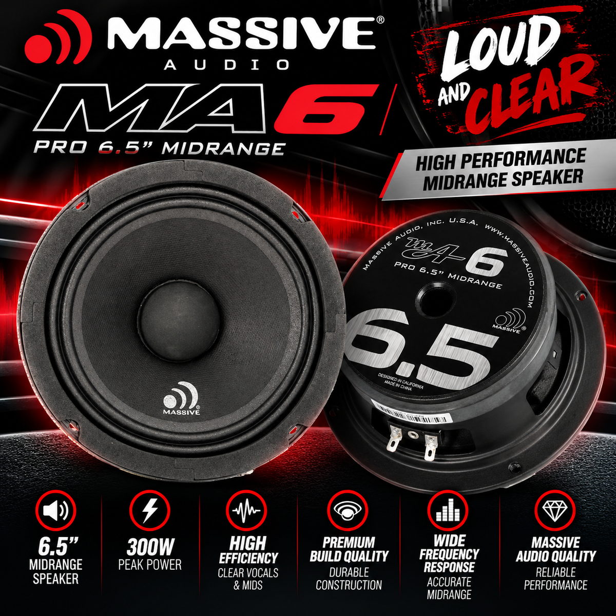 Massive Audio MA6 6.5" Mid-Range Car Speaker