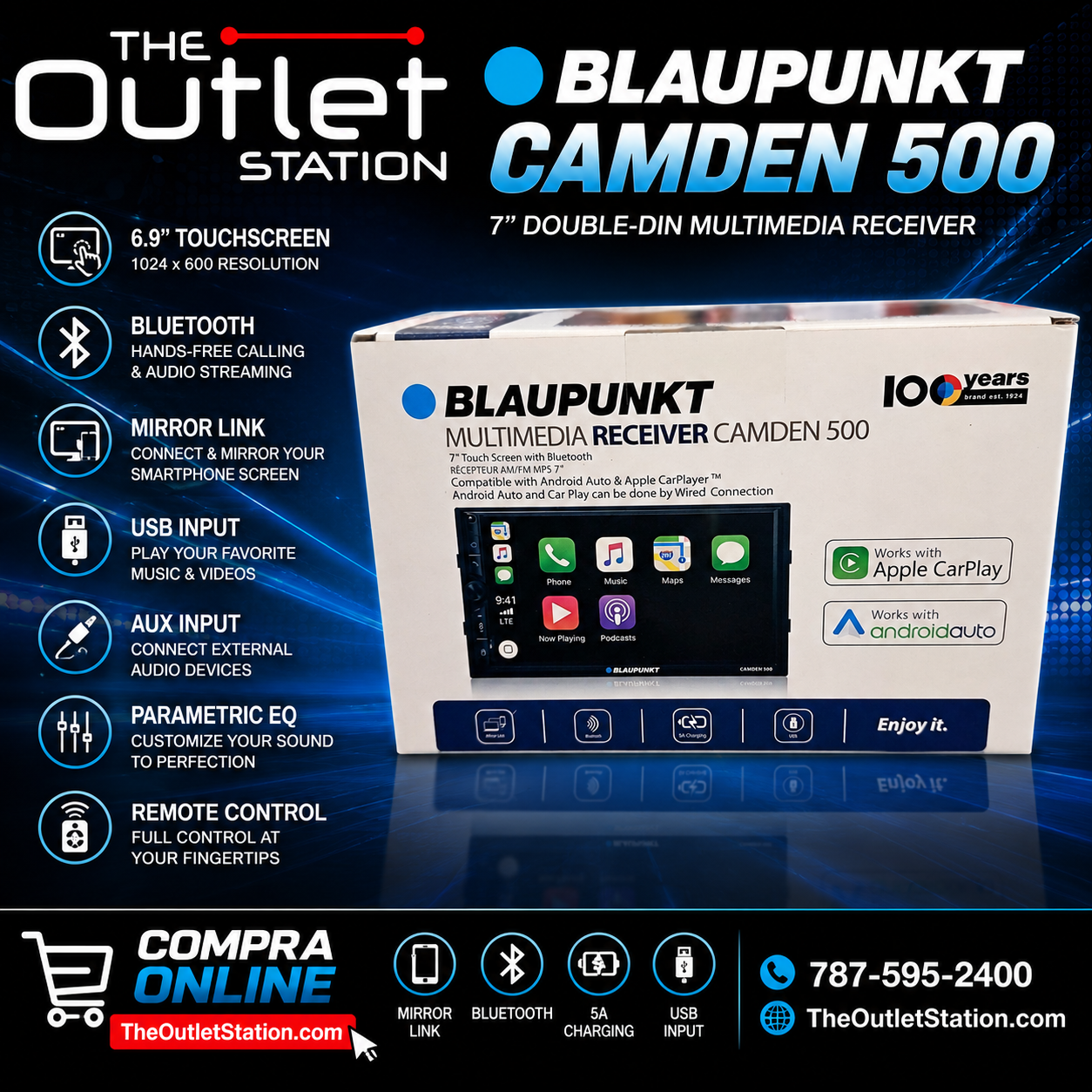 Blaupunkt CAMDEN 500 6.9" Double-DIN Receiver