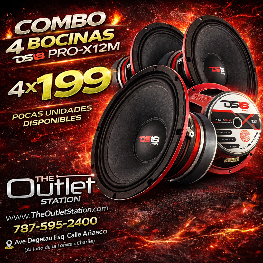 🔊🔥 Combo 4 Bocinas DS18 PRO-X12M – 12” Midrange Power 💥 4 x $199 💥