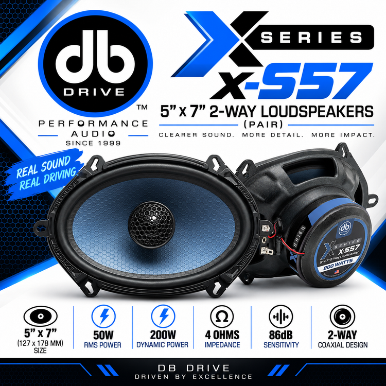 DB Drive X-S57 – 5x7" 2-Way Coaxial Speakers (Pair)
