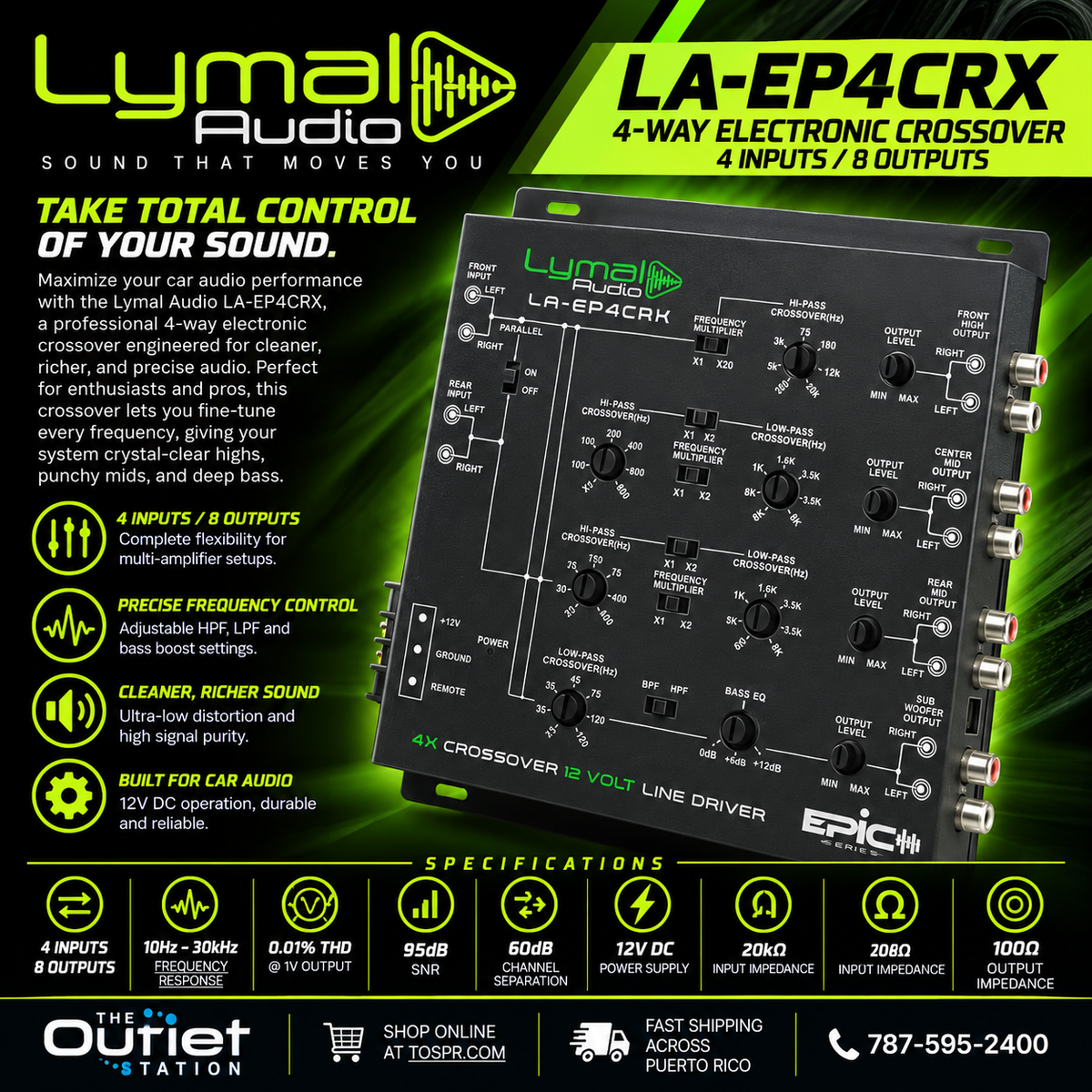 Lymal Audio LA-EP4CRX 4-Way Electronic Car Audio Crossover
