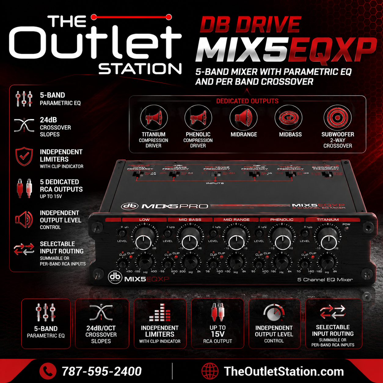 DB Drive MIX5EQXP 5-Band Mixer with Parametric EQ