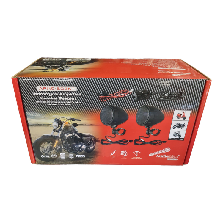 Audiopipe APMC-503KT | 3" Speakers with 50W Amplifier for Motorcycles