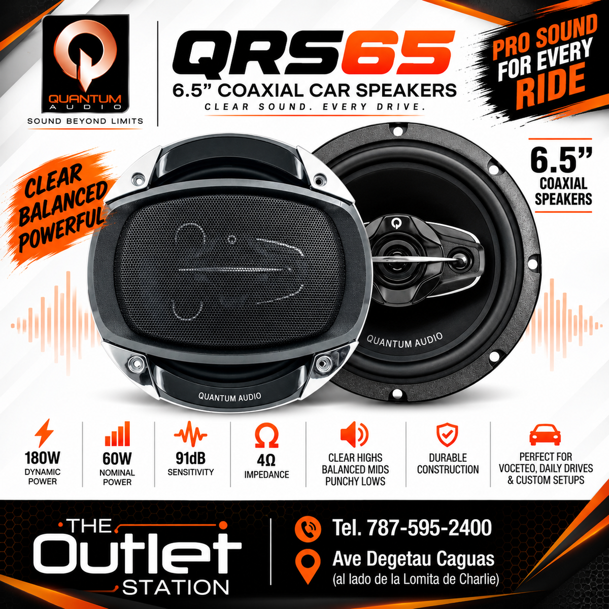 Quantum Audio QRS65 – 6.5" Coaxial Car Speakers