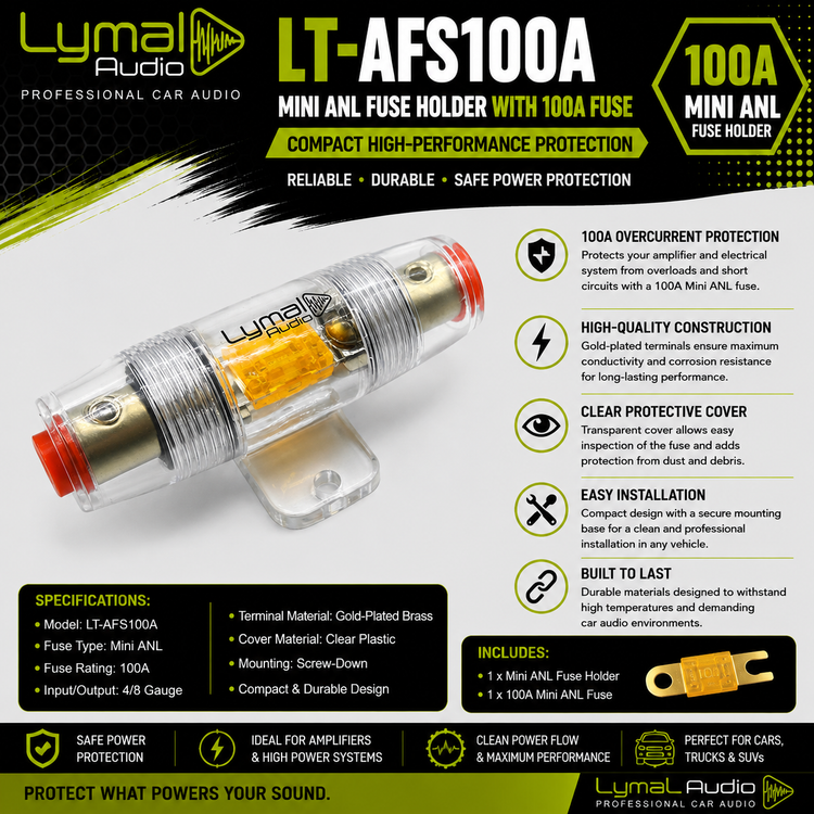 Lymal Audio LT-AFS100A Mini ANL fuse holder with 100A fuse