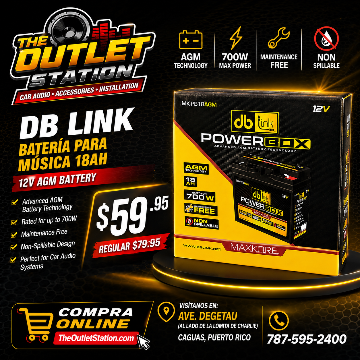 DB Link MK-PB18AGM PowerCOX 18AH AGM Battery – 700W