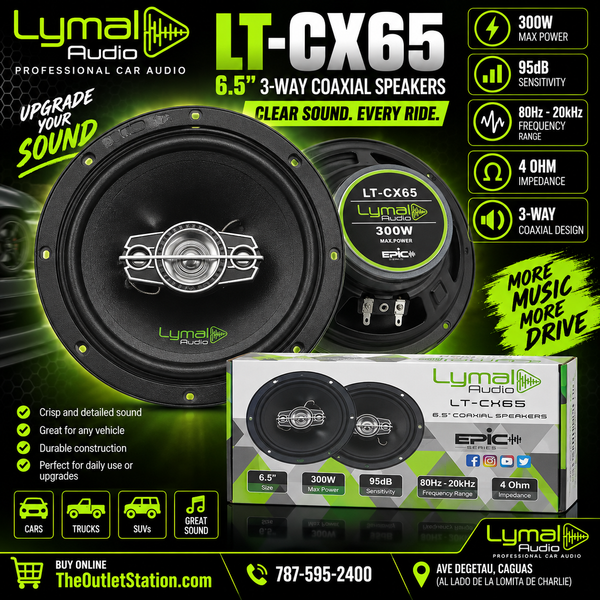 Lymal Audio LT-CX65 6.5” 3-Way Coaxial Car Speakers