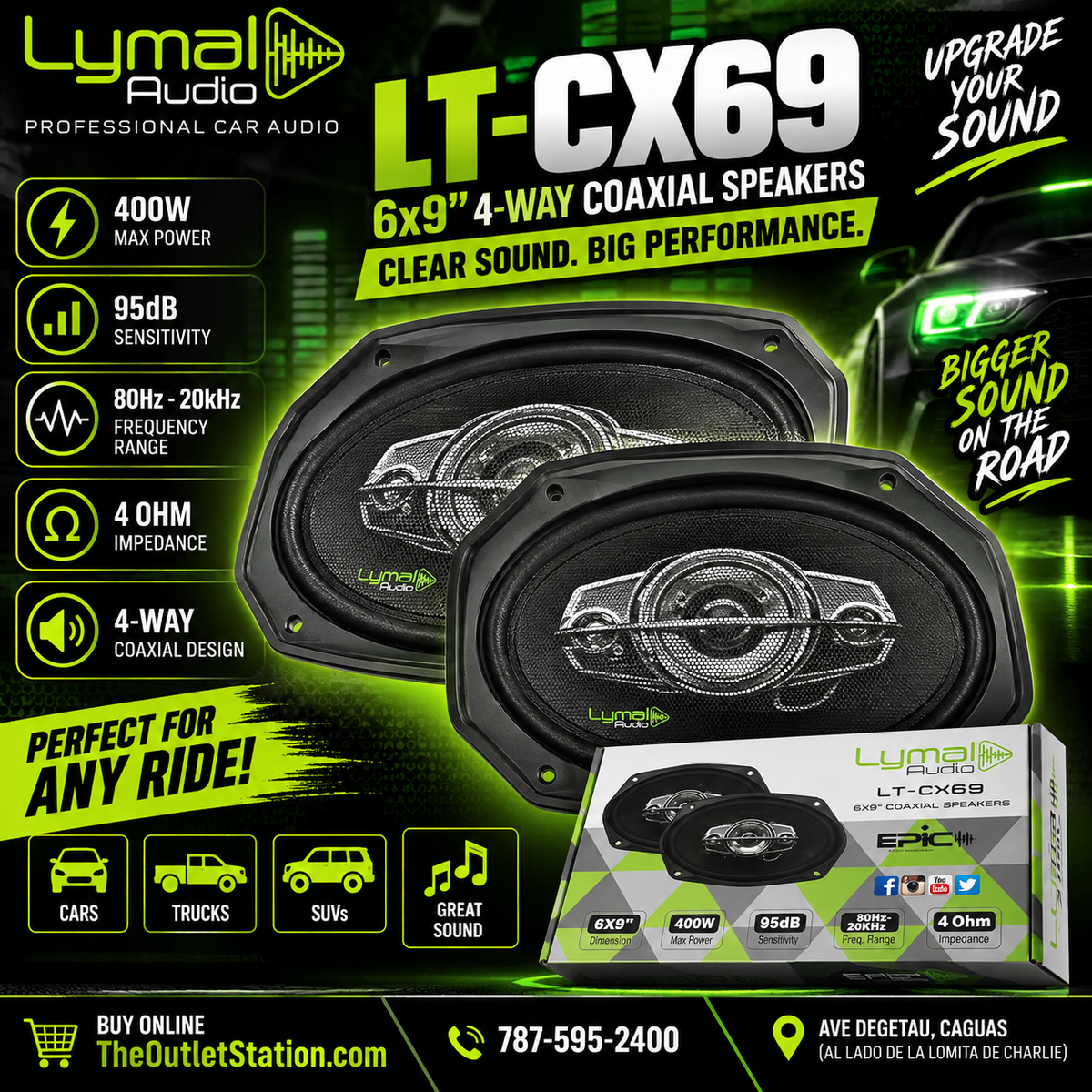 Lymal Audio LT-CX69 6x9” 4-Way Coaxial Car Speakers
