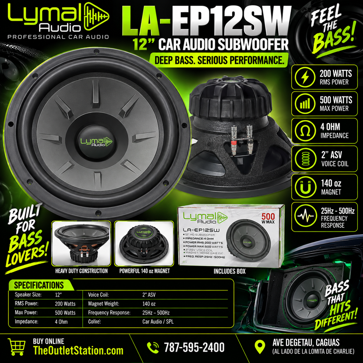 Lymal Audio LA-EP12SW 12" Car Audio Subwoofer