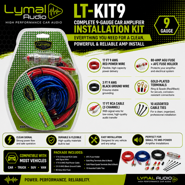 Lymal Audio LT-KIT9 complete 9-gauge amplifier installation kit