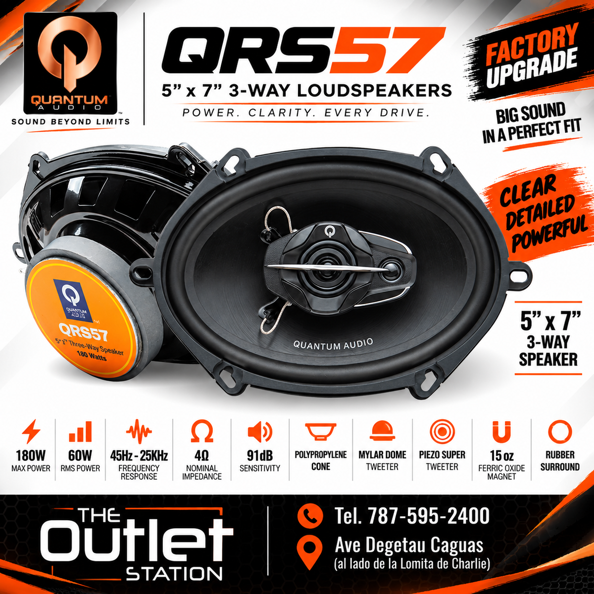 Quantum Audio QRS57 5x7" 3-Way Car Speakers – Pair
