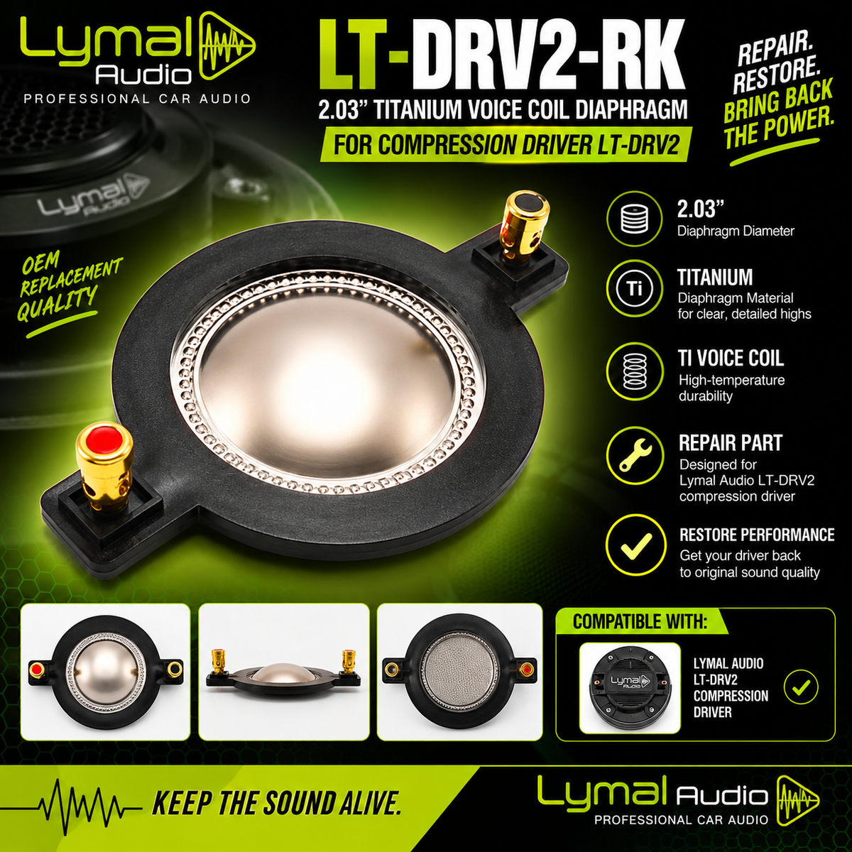 Lymal Audio LT-DRV2-RK 2.03" Titanium Replacement Diaphragm