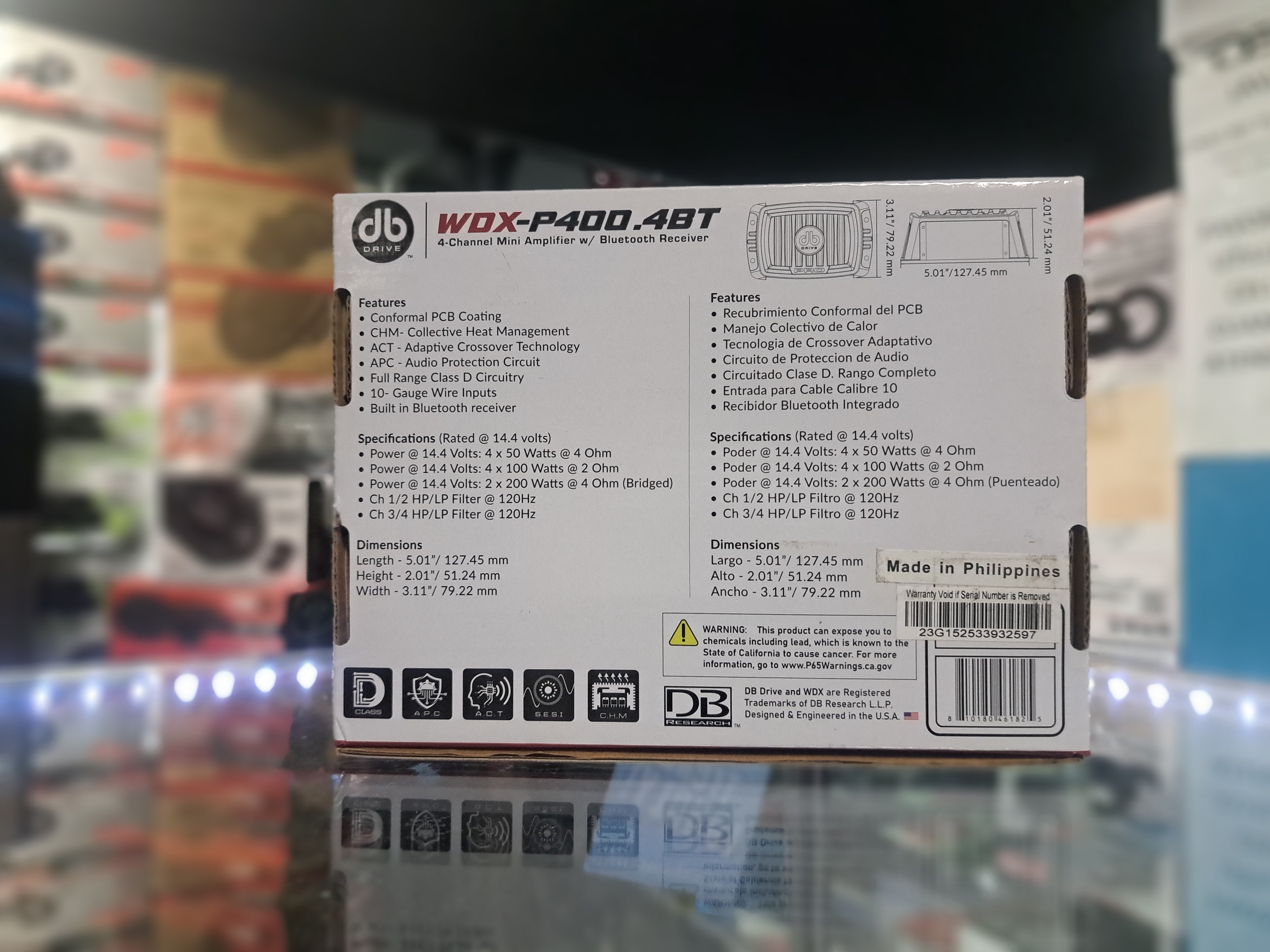 DB Drive WDX P400.4BT – Mini Powersports 4-Channel Amplifier with Bluetooth