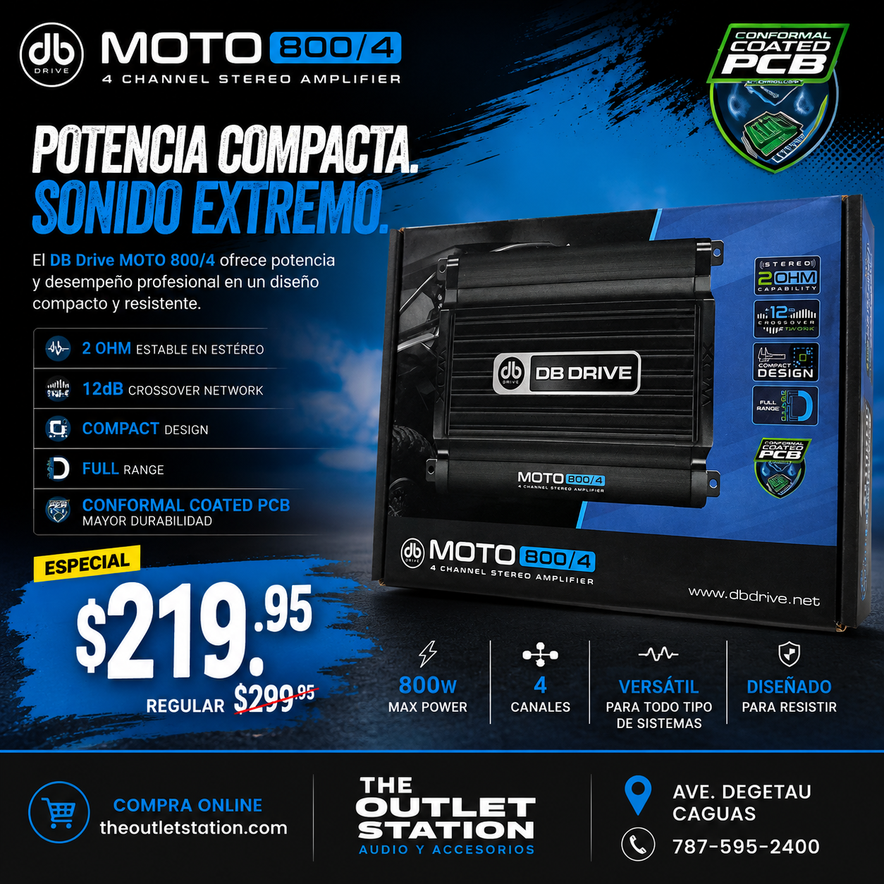 DB Drive MOTO800/4 – WDX MOTO 4 Channel Class D Amplifier