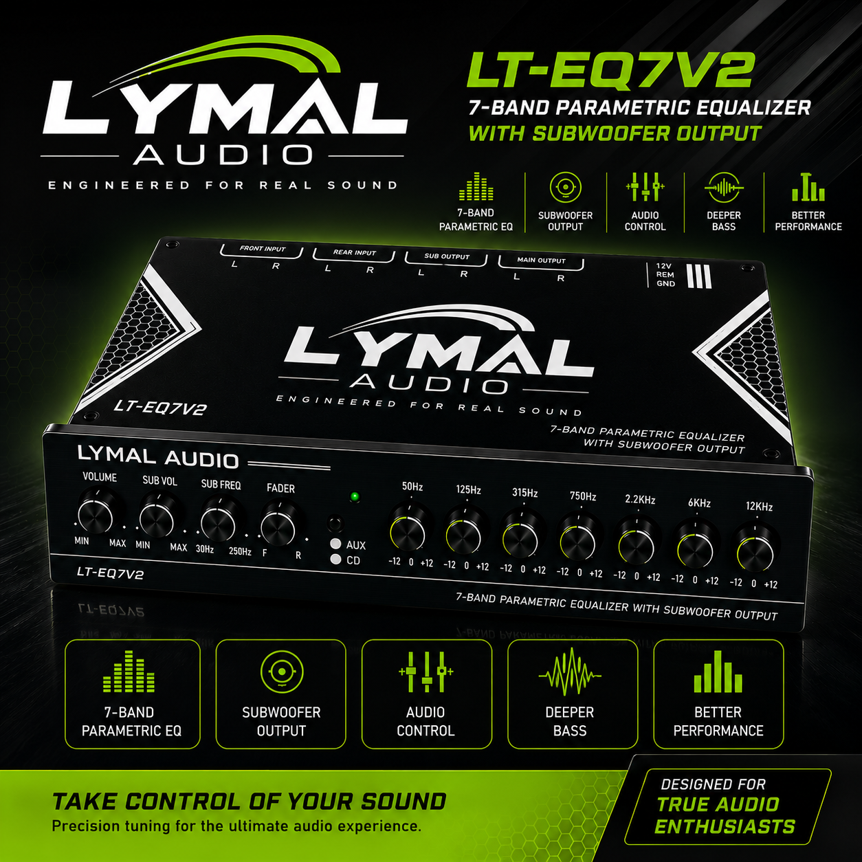 Lymal Audio LT-EQ7V2 7-Band Car Audio Equalizer