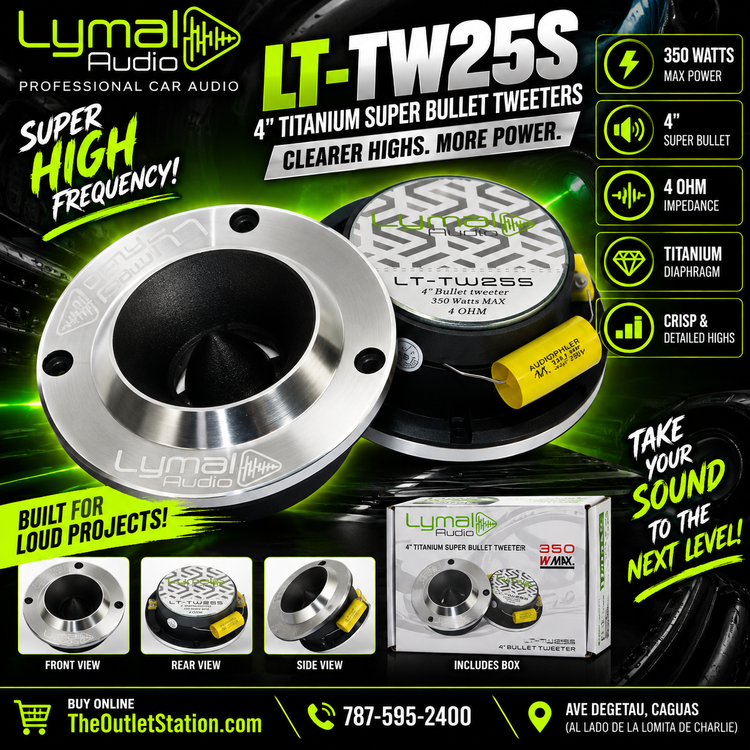 Lymal Audio LT-TW25S 4" Titanium Super Bullet Tweeters (Silver)