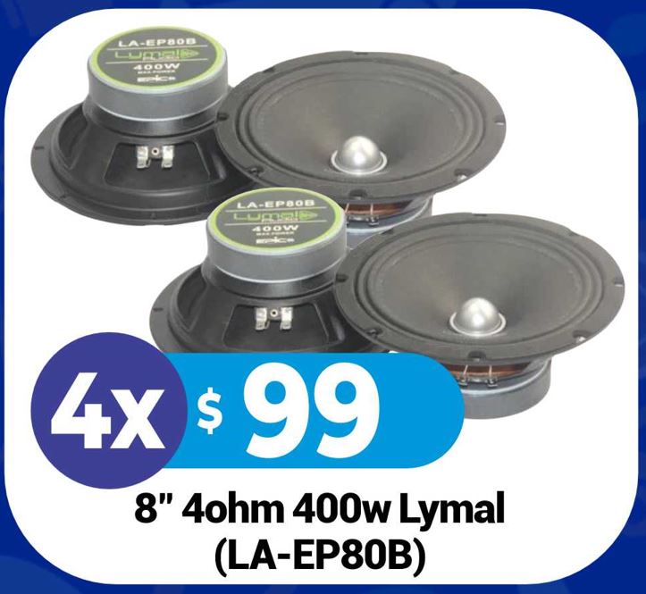 🔊 Combo: 4× Lymal Audio LA-EP80B 8" Bullet Midrange Speakers