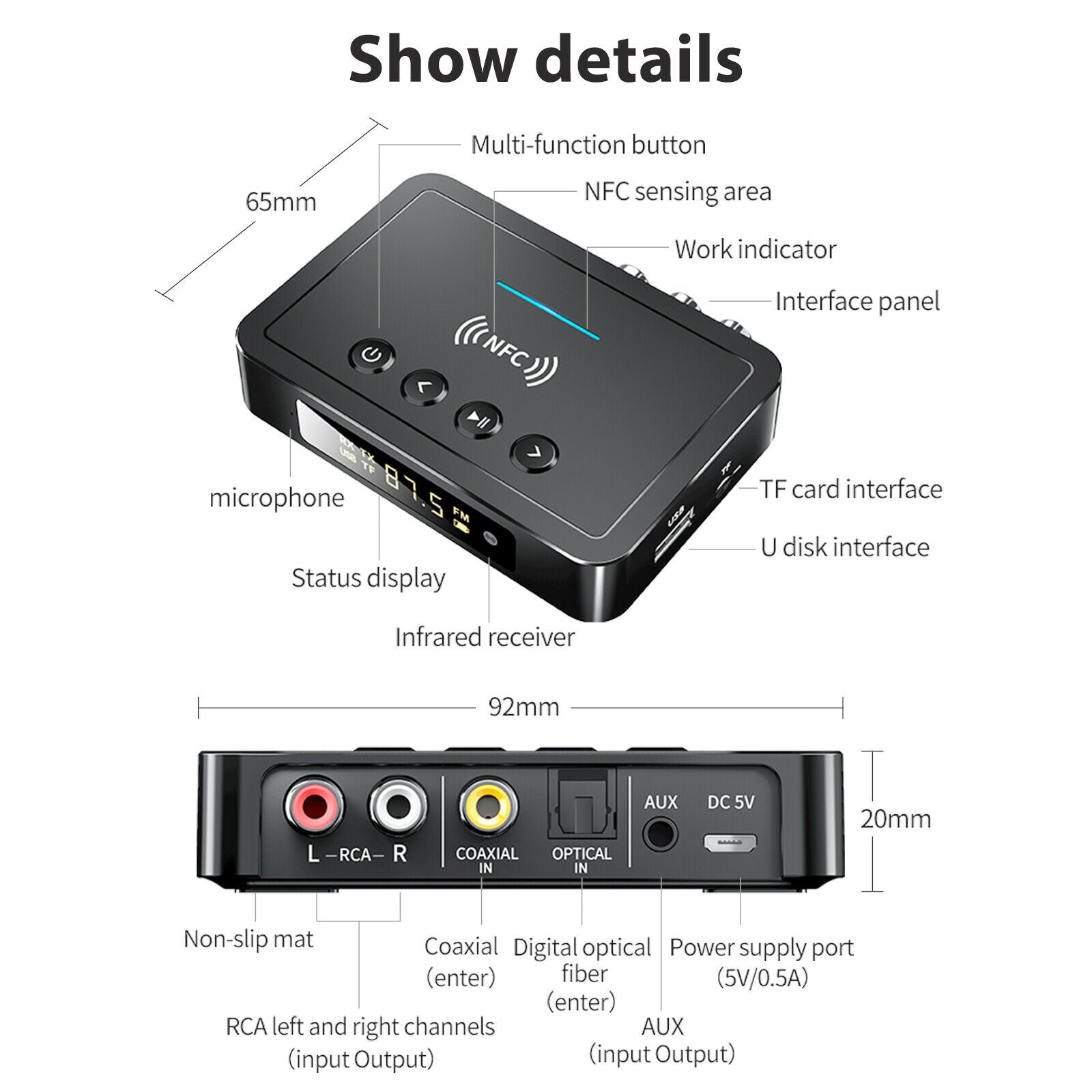 NFC Bluetooth 5.0 Transmitter Receiver M6