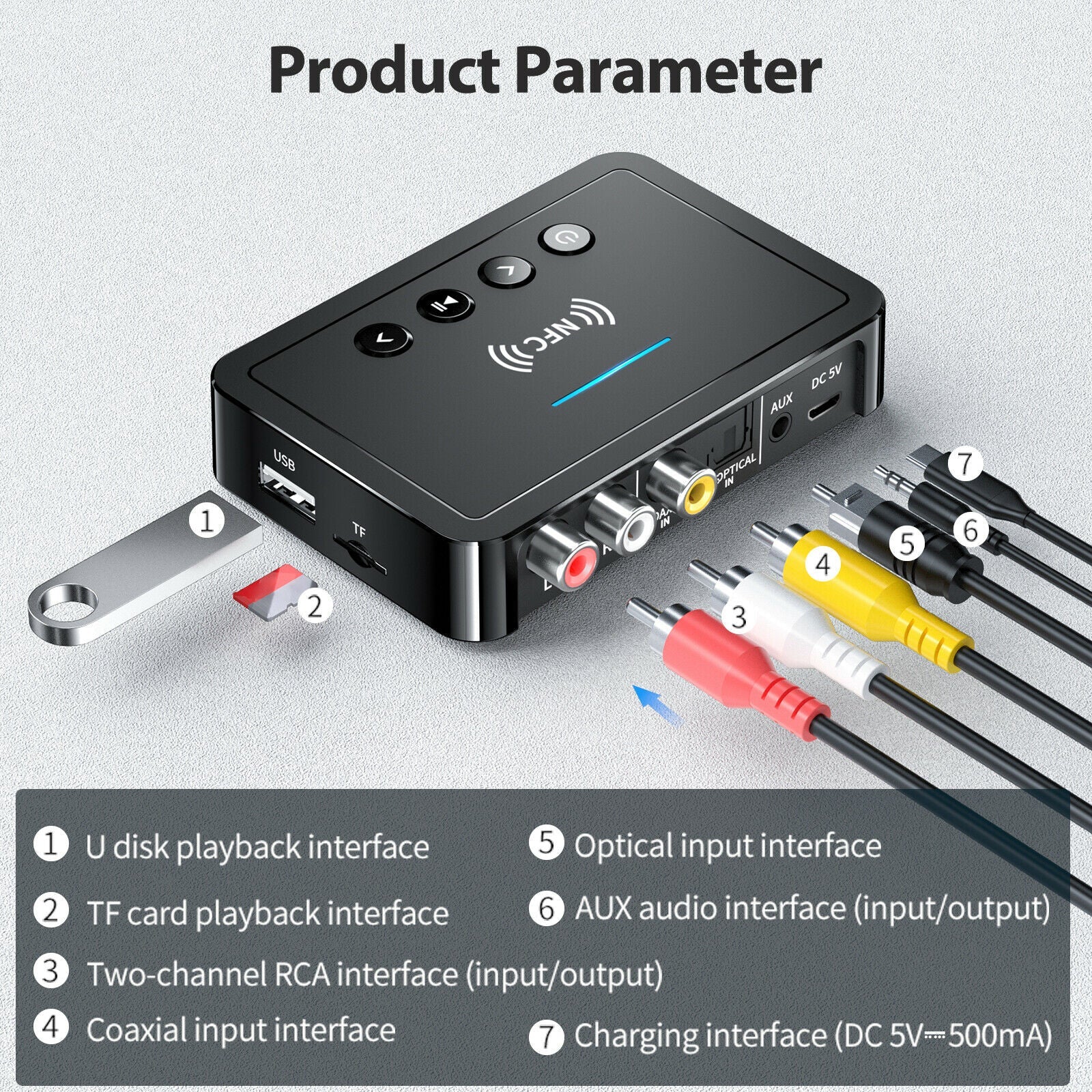 NFC Bluetooth 5.0 Transmitter Receiver M6