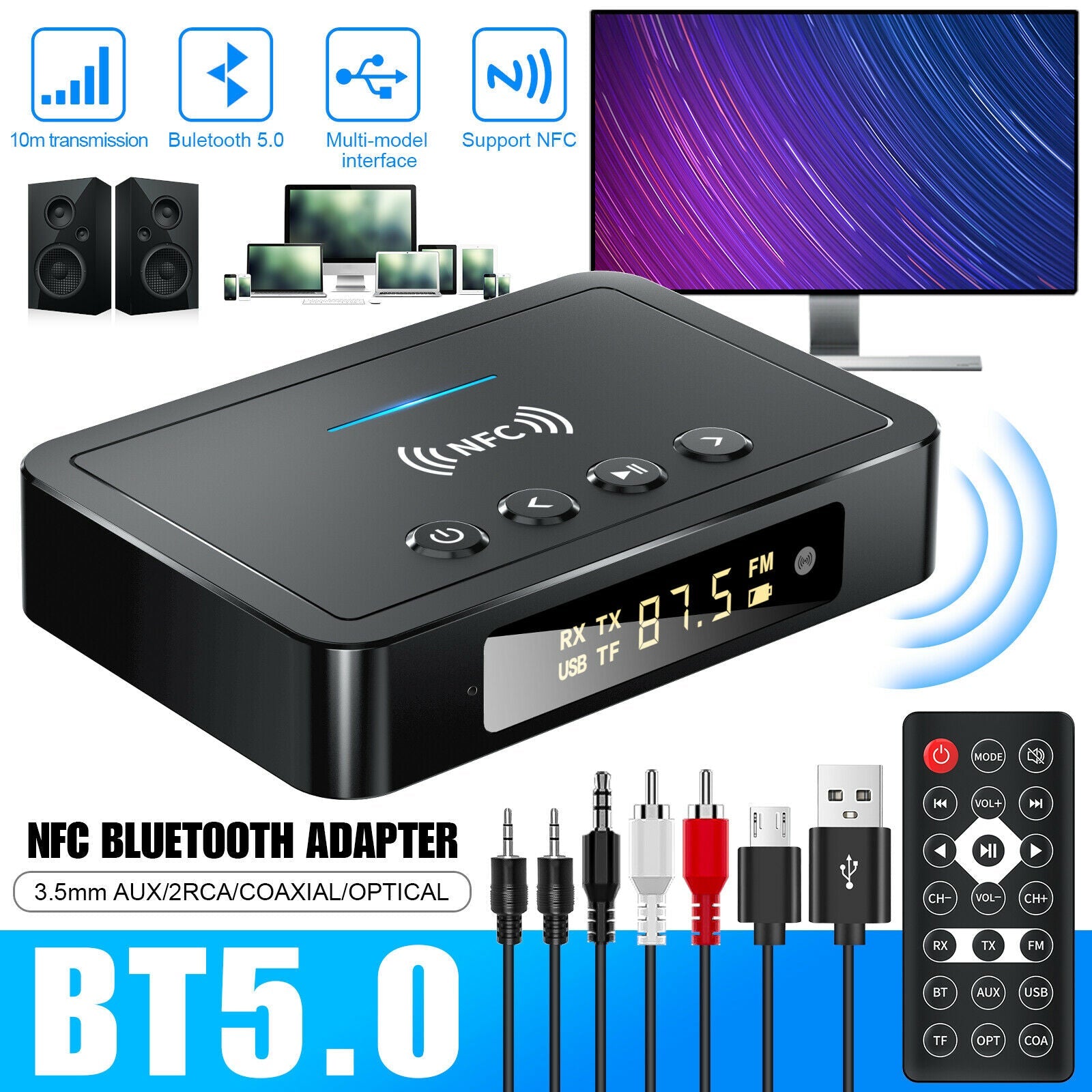 NFC Bluetooth 5.0 Transmitter Receiver M6