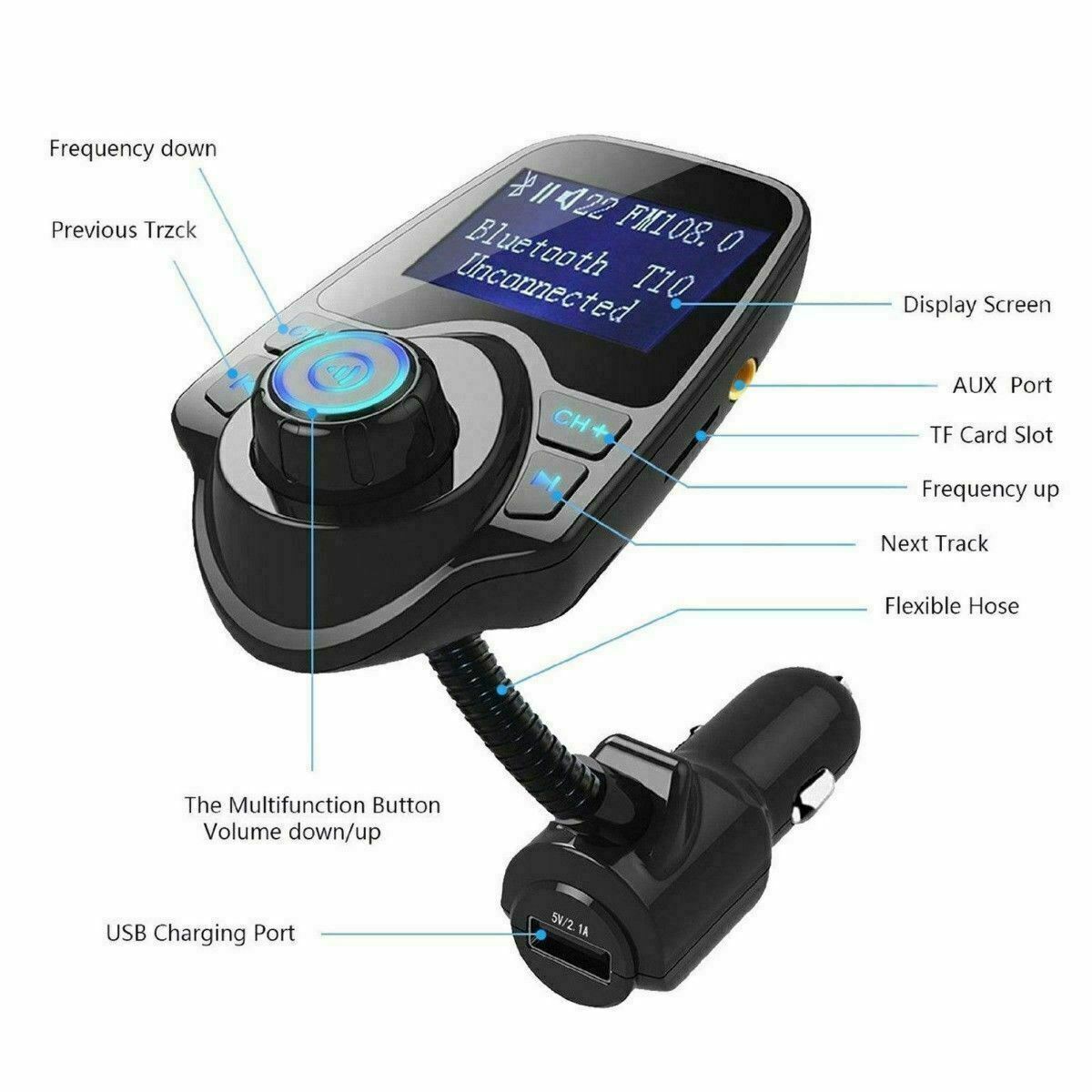 T10 Car Bluetooth FM Transmitter | The Outlet Station